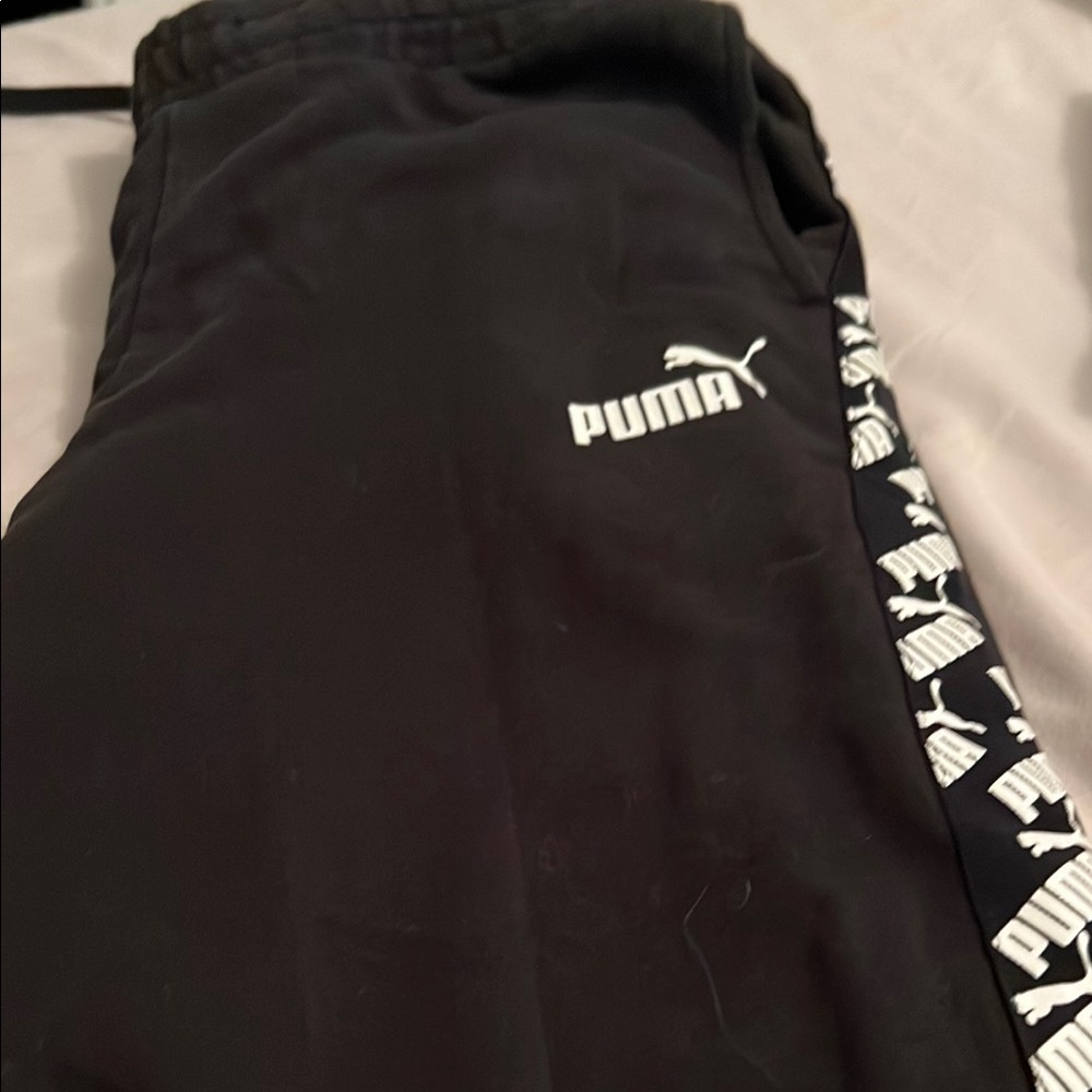 Puma Black Track Pants with White Logo